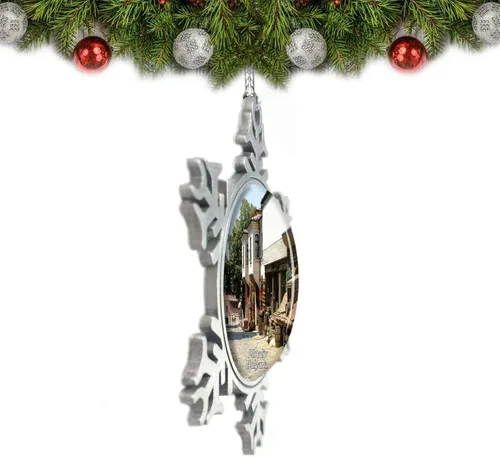 Vista 2 de Bulgaria El casco antiguo de Plovdiv adorno de Navidad decoración del árbol de cristal metal recuerdo regalo