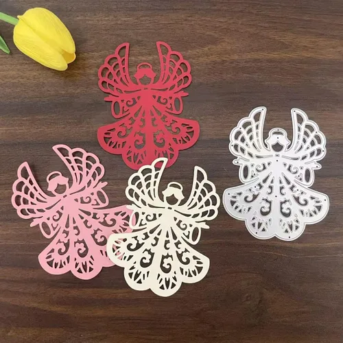Vista 3 de Black kat Angel Girl - Plantilla de flores de amor para manualidades, álbum de recortes, tarjeta, grabado decorativo