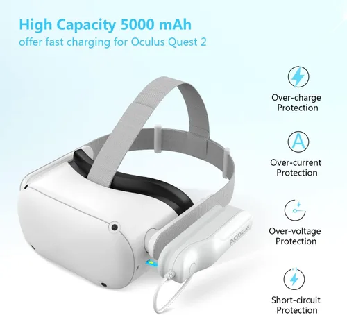 Vista 2 de AODELAN Battery Pack for Oculus Quest 2,5000mAh Portable Charger for Meta 2 Accessories, Compatible with Meta Quest 2 Headset Original Strap & Elite