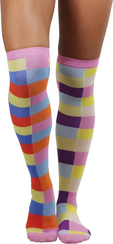 Vista 6 de ToBeInStyle Divertidos calcetines acrílicos con diseño de arlequín arcoíris para mujer