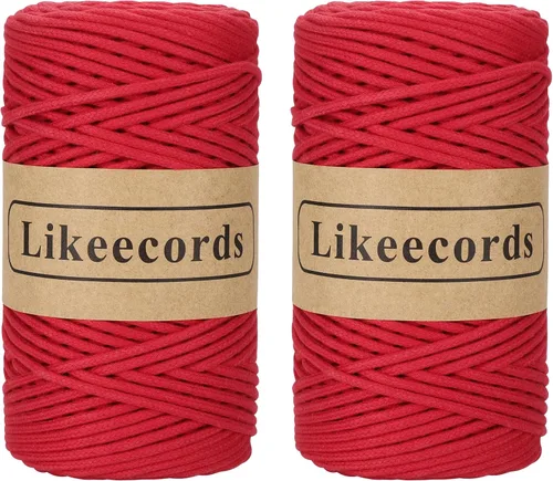 Vista 66 de Cordón de algodón trenzado de 0.11 pulgadas x 109 yardas, cuerda de algodón para macramé natural, estilo bohemio, para colgar plantas hechas a mano