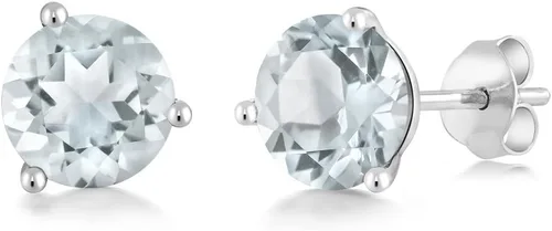 Vista 55 de Gem Stone King Aretes de oro de 14 quilates, 0.236 in, piedra natal redonda, Martini, 3 puntas, aretes de oro para mujer