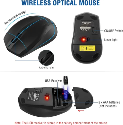 Vista 3 de EDJO - Combo de teclado y mouse inalámbricos, teclado inalámbrico USB de tamaño completo de 2.4 GHz y mouse óptico para Windows, Mac, laptop