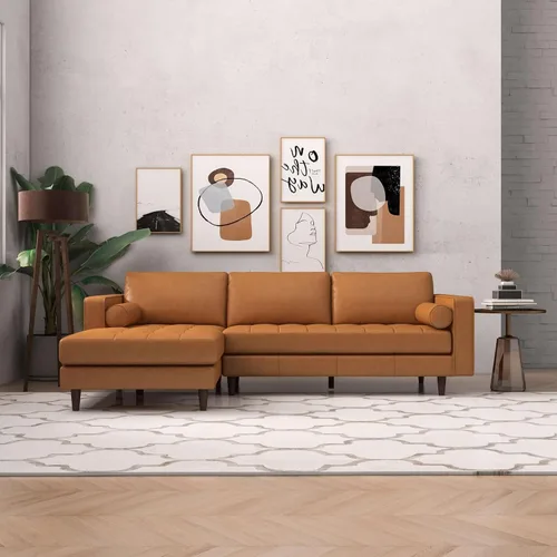 Vista 6 de Anthony - Sofá modular esquinero con orientación izquierda, sofá modular en forma de L de 4 asientos, sofá moderno tapizado suave para sala
