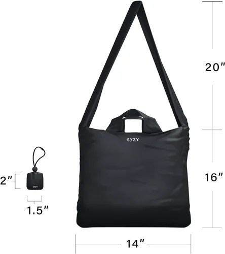 Vista 5 de SYZY Bolsa de viaje más compacta del mundo, portátil, para compras, playa, mercado, reutilizable, plegable, rellenable