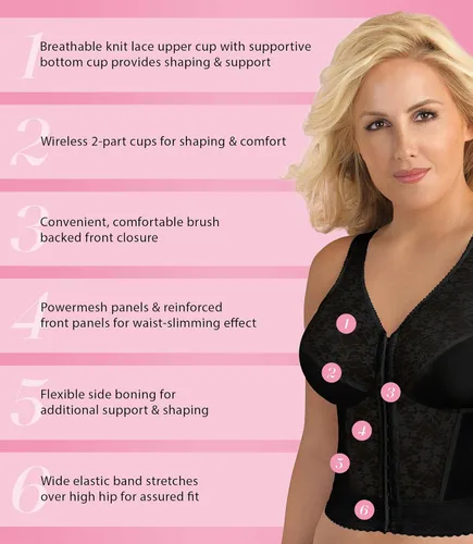Vista 5 de Exquisite Form 5107565 Fully Slimming Wireless Back & Posture Support Longline Bra with Front Closure & Lace