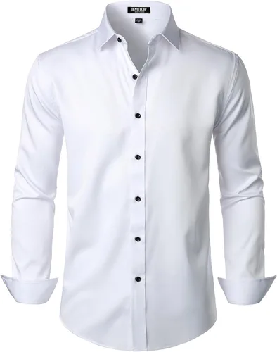 Vista 33 de JEMITOP Mens Stretch Wrinkle Free Dress Shirts Naranja quemado
