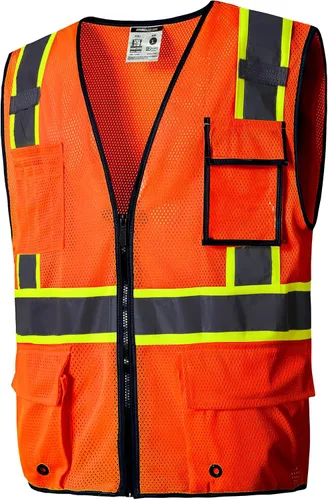 Vista 17 de SKSAFETY Chaleco de seguridad de nivel profesional de 12 bolsillos, chaleco de alta visibilidad Clase 2, ANSI/ISEA
