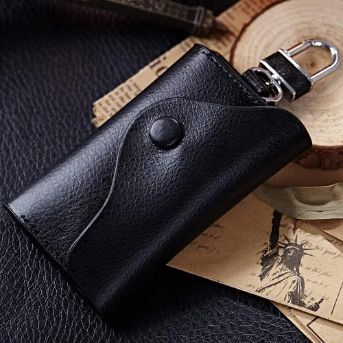 Vista 2 de JIUFENG Cartera multifuncional de cuero para llaves de coche, monederos, llaveros, unisex, para llaves