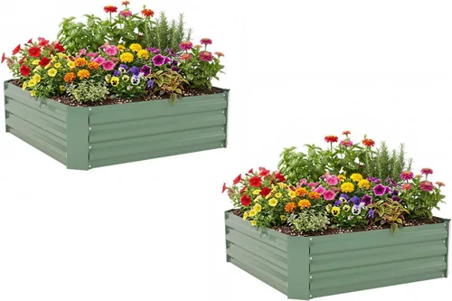 Vista 32 de Aoodor Cama de jardín elevada de metal de 9 pulgadas de alto, 30 pulgadas plateado