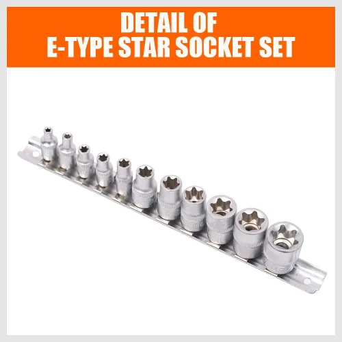 Vista 3 de HORUSDY Juego de zócalo de 11 piezas E Torx hembra externo Star Socket Set E4 - E20 Juego de zócalos de par