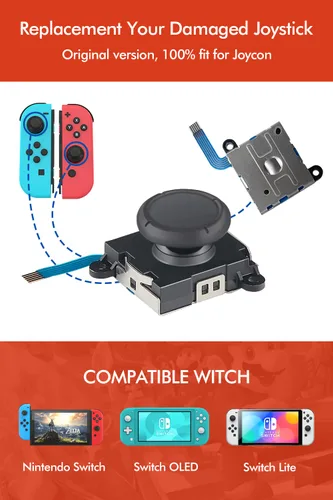 Vista 2 de Joycon Joystick Replacement Kit( 48 in one), Switch Joystick Replacement for Switch Switch Lite Switch OLED, Include 4 Thumb 3D Sticks, 4 Metal