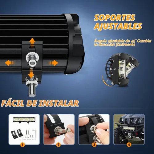 Vista 7 de Nilight Barra de luz LED de disparo lateral, 12 pulgadas, triple fila, luces combinadas spot flood, iluminación de trabajo con interruptor