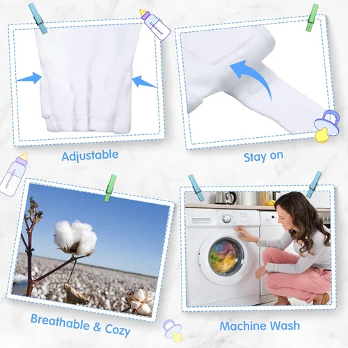 Vista 3 de 8 pares de manoplas ajustables para bebé, sin arañazos, guantes de bebé recién nacido, unisex, para bebé