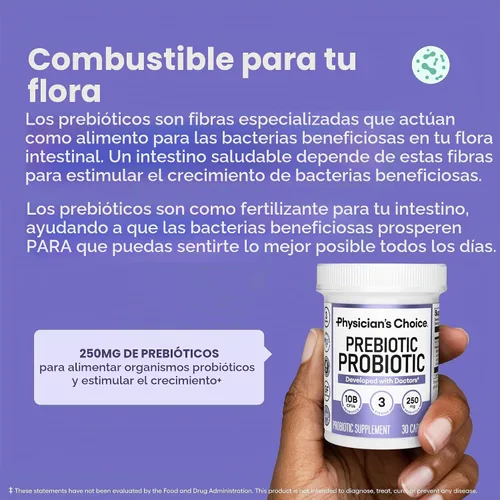 Vista 3 de Physician's CHOICE Prebiótico-probiótico - Probióticos multicepa y prebióticos sinérgicos - Diseñado para la salud digestiva, apoyo al microbioma