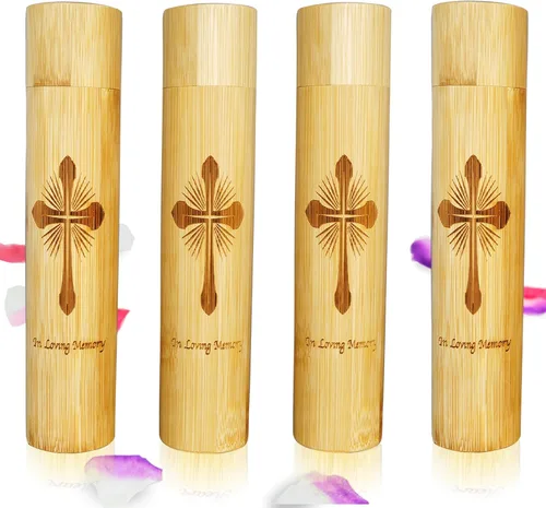 Vista 17 de Juego de 2 urnas pequeñas de bambú para cenizas humanas, ecológicas y biodegradables, tubo de cremación para cenizas de mascotas machos y hembras