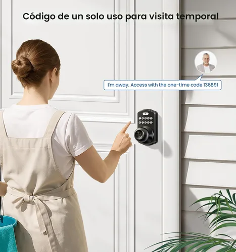 Vista 5 de Veise KS03 - Cerradura de perilla de puerta con teclado, cerradura digital de entrada sin llave con asa, perilla inteligente electrónica para puerta