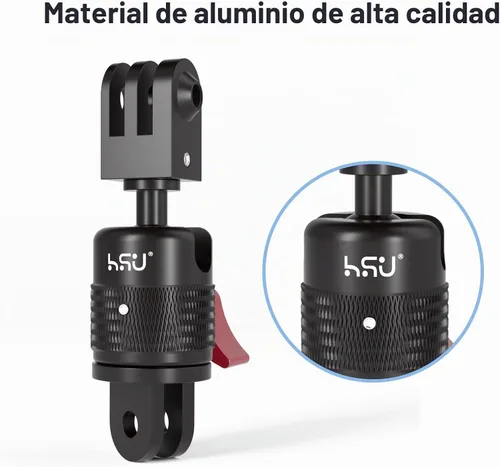 Vista 5 de HSU Soporte de cámara de rotación 360°, adaptador vertical de aluminio
