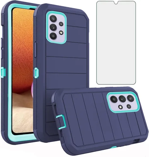 Vista 7 de Asuwish Funda de teléfono para Samsung Galaxy A32 4G de 6.4 pulgadas con protector de pantalla de vidrio templado y cubierta para celda, híbrida