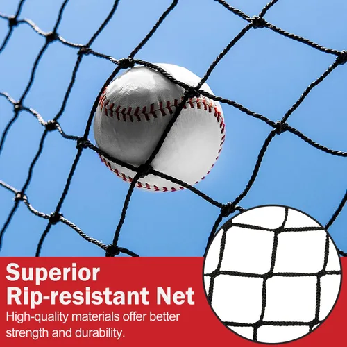 Vista 5 de Red de práctica de béisbol de 7 x 7 pies para golpear y lanzar, red de entrenamiento con zona de ataque grande o camiseta de bateo y objetivo de 9