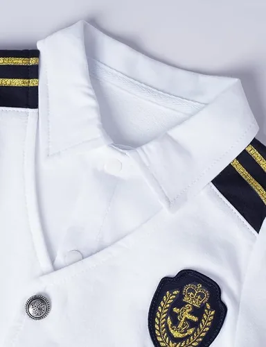 Vista 5 de COSLAND Disfraz de marinero para bebé, 2 piezas, algodón, manga corta, 0-18 meses