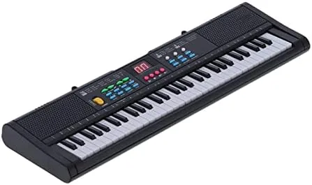 Vista 5 de Piano digital, multifuncional con micrófono, teclado eléctrico de 61 teclas para principiantes, estudiantes, práctica en casa, estudio de grabación