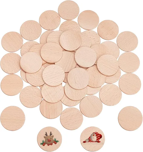 Vista 9 de NBEADS 100 piezas de 40 mm de piezas de madera sin terminar en forma de anillo, adornos circulares blancos antiguos anillos de unión de madera