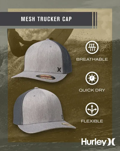 Vista 2 de Hurley Gorras para hombre - Gorra de béisbol Mini Icon Mesh Panel - Sombreros ajustados para hombre