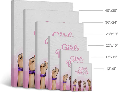 Vista 3 de Smile Art Design Girl Power Cita, Diversity Kids Gilrs, impresión de lienzo blanco y negro, decoración de la habitación de los niños, decoración