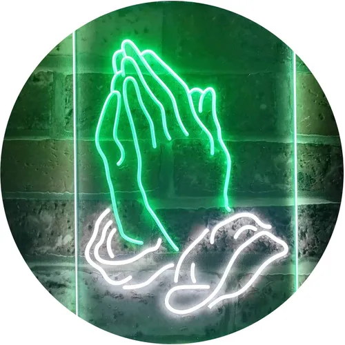 Vista 18 de ADVPRO Praying Hands Home Display Dual Color LED Neon Sign Blue & Red 8.5" x 12" st6s23-i3264-br