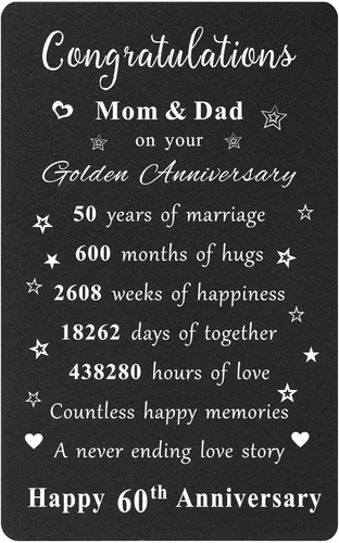 Vista 10 de ENGZHI Tarjeta de regalo del 50 aniversario para padres – Felicitaciones mamá y papá por tu aniversario de oro – Feliz quincuagésimo aniversario