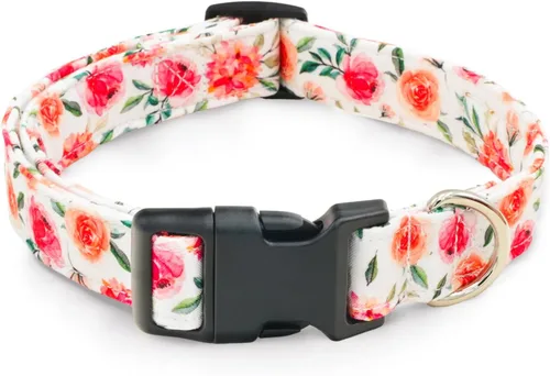 Vista 13 de Tunkoo Pink Daisy - Collar para perro, lindo collar ajustable de algodón de alta calidad, hebilla de plástico duradero para niños pequeños, medianos