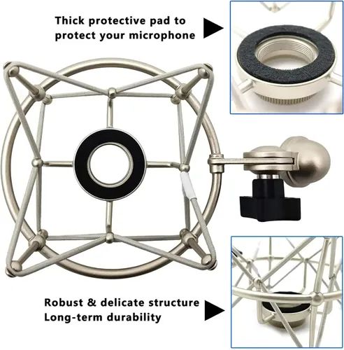 Vista 3 de Grneric Metal Micrófono Shockmount & Soporte para Neumann TLM 103/M147 - Plata