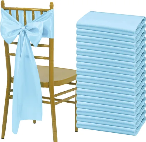 Vista 25 de Showgeous 60 cintas de satén color burdeos para decoración de sillas de recepción de boda, lazos para sillas de 7 x 78 pulgadas para banquetes