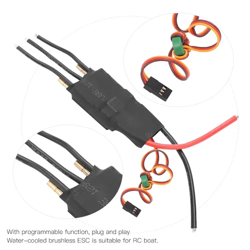 Vista 3 de Controlador de velocidad electrónico sin escobillas ESC, 125A sin escobillas refrigerado por agua ESC Tamaño compacto Fuerte dureza para barco RC