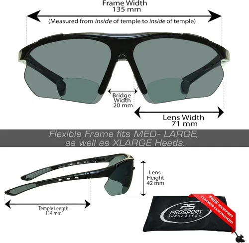 Vista 2 de proSPORT BIFOCAL - Lentes de sol para hombres y mujeres, bloqueo de luz azul, lente ámbar HD, semisin montura envolvente, conducción de golf
