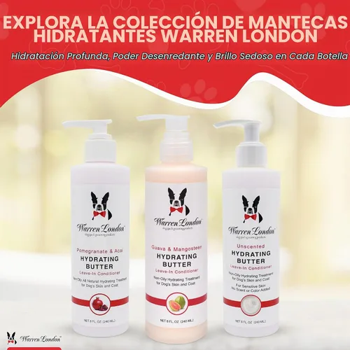 Vista 6 de Warren London Mantequilla Hidratante Acondicionador Sin Enjuague para Mascotas para Perros Loción para Piel y Pelaje Acondicionador de Aloe