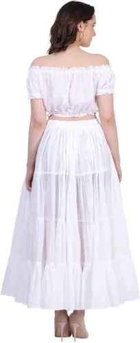 Vista 2 de Wevez Falda gitana 25 yardas color liso de algodón para mujer