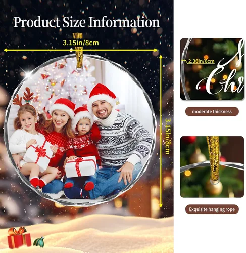 Vista 4 de Adornos de Navidad personalizados 2025, adorno acrílico personalizado con foto de pata de gato con texto, decoración de árbol de Navidad para gatos