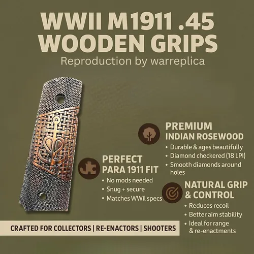 Vista 80 de WWII US M1911 / 1911 .45 Puños de madera - Reproducción