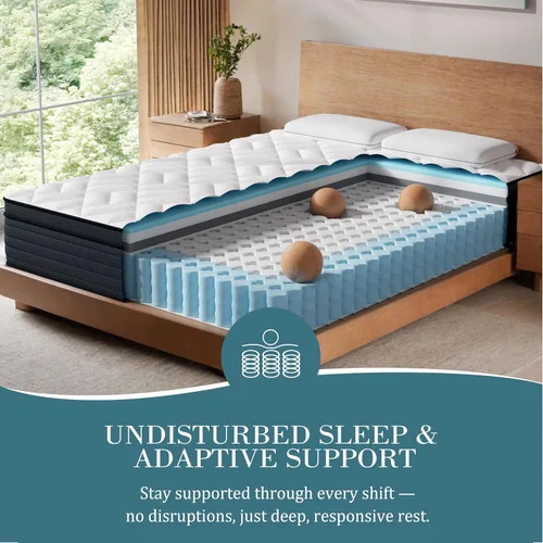 Vista 2 de Sleepmax Colchón firme individual de 10 pulgadas, colchón híbrido de lujo para aliviar la presión, cama refrescante en una caja para personas que