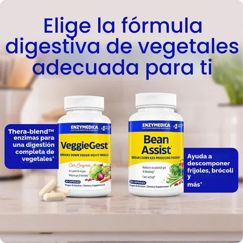 Vista 8 de Enzymedica VeggieGest, Soporte para Dietas Vegetarianas/Veganas - 60