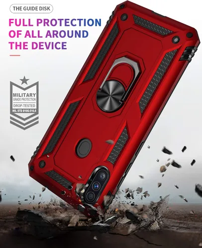 Vista 5 de Funda para Samsung A11, Galaxy A11, funda de grado militar resistente con protector de pantalla HD, anillo magnético atril para Samsung Galaxy A11