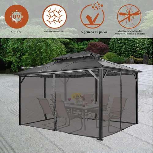 Vista 2 de Mosquitera para cenador, paredes de pantalla de 10 x 10 pies Negro