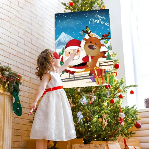 Vista 6 de Juegos de fiesta de Navidad, pin the nose on the Reindeer y Pin the Hat on The Santa Decoración de fiesta de Navidad con vendas y calcomanías