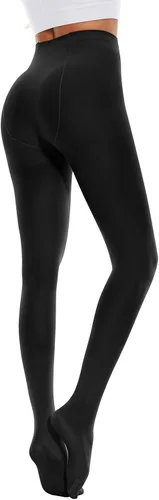 Vista 3 de Medias para mujer, medias semiopacas 80D de cintura alta, medias de baile resistentes a la carrera con pies Negro