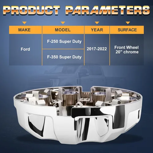 Vista 5 de HC3Z1130U Tapa central de rueda cromada delantera HC3Z-1130-U HC3C1A096HB Compatible con Ford F250 F350 Super Duty 2017-2022