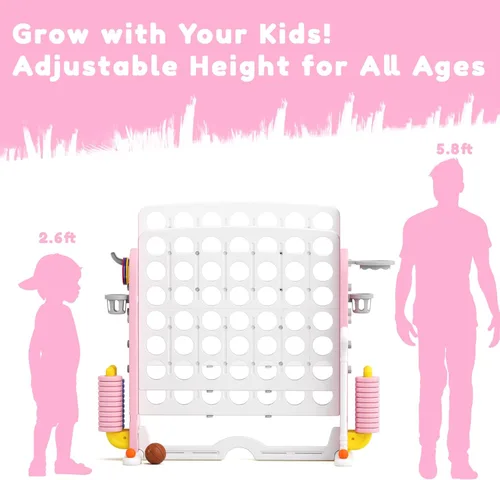 Vista 8 de KORIMEFA Juego gigante gigante de 4 a punta, 4 en una fila para niños y adultos, juego de 2.7 pies de alto para interiores y exteriores con 42
