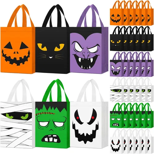 Vista 12 de Locmeo 24 bolsas de favor de fiesta de mariposa con asas, reutilizables, no tejidas, bolsas de dulces de mariposa rosa, azul y morado, bolsa
