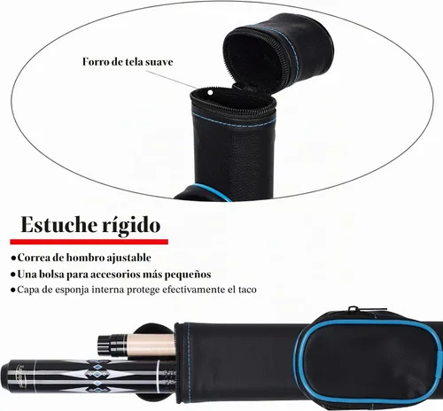 Vista 6 de 58" Pool Cue Low Deflection Billiard Cue 12.5mm Tip FPB-Negro+Azul
